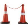 Safety Cone with 4 Inch Reflective Collar with heavy base (1.6 kgs) (Height -750 mm) With 8 mm Plastic Chain (Combo of 2 Cones, 2 Mtrs Chain & 2 Chain Rings)