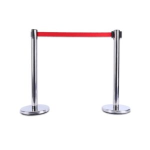 QUEUE MANAGER(Set of 2) Stanchion Anti-Rust Not Easily Deformed Heavy Duty , Premium Steel Post Crowd Control Barrier with Retractable Belt