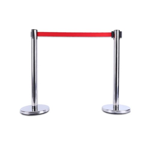 QUEUE MANAGER(Set of 2) Stanchion Anti-Rust Not Easily Deformed Heavy Duty , Premium Steel Post Crowd Control Barrier with Retractable Belt