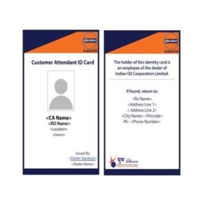 Pack of 10  White-Orange-Blue Rectangular Indian Dhruva Oil (IOCL) PVC ID Card